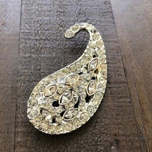 rhinestone paisley brooch